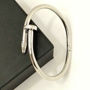 🌟18k Gold Plated Stud Bracelet with Cubic Zirconia 316L Steel Trendy Love NWT